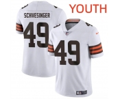Youth Cleveland Browns #49 Carson Schwesinger White Vapor Untouchable Limited Stitched Football Jersey Youth Cleveland Browns #49 Carson Schwesinger White Vapor Untouchable Limited Stitched Football Jersey