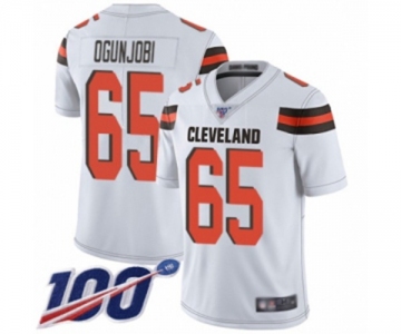 Youth Cleveland Browns #65 Larry Ogunjobi White Vapor Untouchable Limited Player 100th Season Football Jersey