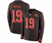 Youth Nike Cleveland Browns #19 Bernie Kosar Limited Brown Therma Long Sleeve NFL Jersey