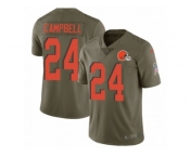 Youth Nike Cleveland Browns #24 Ibraheim Campbell Limited Olive 2017 Salute to Service NFL Jersey