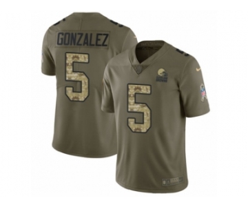 Youth Nike Cleveland Browns #5 Zane Gonzalez Limited Olive Camo 2017 Salute to Service NFL Jersey