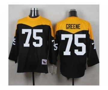Mitchell And Ness 1967 Pittsburgh Steelers #75 Joe Greene Black Yelllow Throwback Mens Stitched NFL Jersey