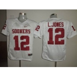 ncaa (oklahoma sooners) #12 l.jones white