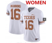 Women's Texas Longhorns #16 Arch Manning White Stitched Jersey