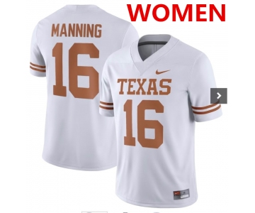 Women's Texas Longhorns #16 Arch Manning White Stitched Jersey