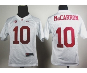 Alabama Crimson Tide #10 A.J. McCarron White Kids Jersey