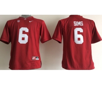 Alabama Crimson Tide #6 Blake Sims 2014 Red Limited Kids Jersey