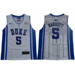 Blue Devils #5 R.J. Barrett White Blue Basketball Elite Stitched Youth College Jersey