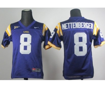 LSU Tigers #8 Zach Mettenberger Purple Kids Jersey