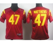 USC Trojans #47 Clay Matthews Red Kids Jersey