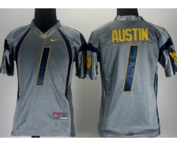 West Virginia Mountaineers #1 Tavon Austin Gray Kids Jersey