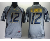 West Virginia Mountaineers #12 Geno Smith Gray Kids Jersey