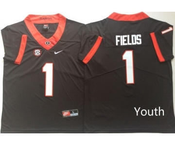 Youth Georgia Bulldogs #1 Justin Fields Black Nike College Football Jersey