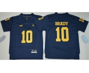Youth Michigan Wolverines #10 Tom Brady Navy Blue Stitched NCAA Brand Jordan College Football Jersey