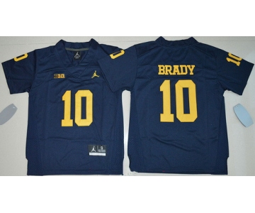 Youth Michigan Wolverines #10 Tom Brady Navy Blue Stitched NCAA Brand Jordan College Football Jersey