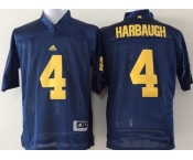 Youth Michigan Wolverines #4 Jim Harbaugh Navy Blue Stitched NCAA Nike College Football Jersey