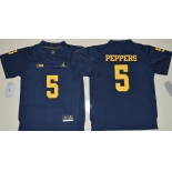 Youth Michigan Wolverines #5 Jabrill Peppers Navy Blue Stitched NCAA Brand Jordan College Football Jersey