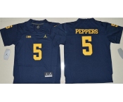 Youth Michigan Wolverines #5 Jabrill Peppers Navy Blue Stitched NCAA Brand Jordan College Football Jersey