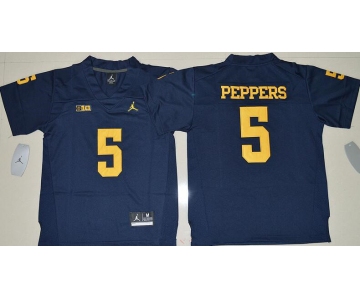 Youth Michigan Wolverines #5 Jabrill Peppers Navy Blue Stitched NCAA Brand Jordan College Football Jersey
