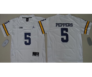 Youth Michigan Wolverines #5 Jabrill Peppers White Stitched NCAA Brand Jordan College Football Jersey