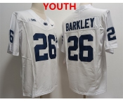 Youth Penn State Nittany Lions #26 Saquon Barkley White Stitched Jersey