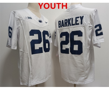 Youth Penn State Nittany Lions #26 Saquon Barkley White Stitched Jersey