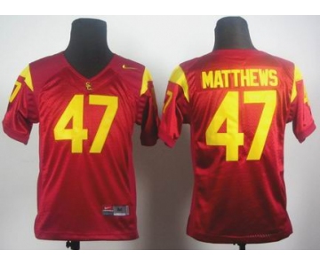 youth ncaa jerseys usc trojans #47 matthews red