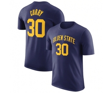 Men's Golden State Warriors #30 Stephen Curry Navy 2022-23 Statement Edition Name & Number T-Shirt