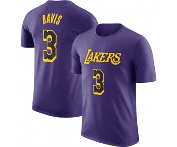 Men's Los Angeles Lakers #3 Anthony Davis Purple 2022-23 Statement Edition Long Sleeve T-Shirt