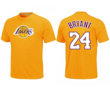 NBA Los Angeles Lakers #24 Kobe Bryant Yellow T-Shirt