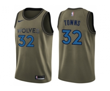 Men Nike Minnesota Timberwolves #32 Karl-Anthony Towns Green Salute to Service NBA Swingman Jersey