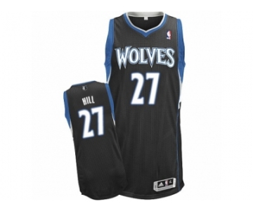 Men's Adidas Minnesota Timberwolves #27 Jordan Hill Authentic Black Alternate NBA Jersey