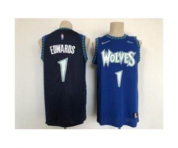Men's Minnesota Timberwolves #1 Anthony Edwards Nike Blue City Player Jersey