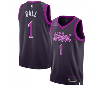 Men's Minnesota Timberwolves #1 LaMelo Ball 2026 Purple City Edition Stitched Jersey