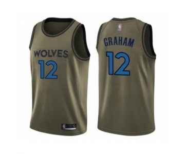 Men's Minnesota Timberwolves #12 Treveon Graham Swingman Green Salute to Service Basketball Jersey