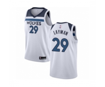 Men's Minnesota Timberwolves #29 Jake Layman Authentic White Basketball Jersey - Association Edition
