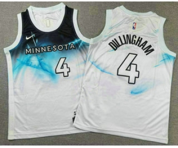 Men's Minnesota Timberwolves #4 Rob Dillingham White 2024 City Edition Swingman Stitched Jersey