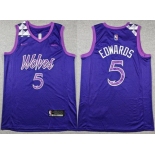 Men's Minnesota Timberwolves #5 Anthony Edwards Purple Sponsor Swingman Jersey Men's Minnesota Timberwolves #5 Anthony Edwards Purple Sponsor Swingman Jersey