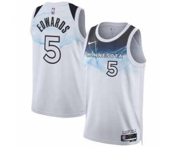 Men's Minnesota Timberwolves #5 Anthony Edwards White 2024-25 City Edition Stitched Jersey