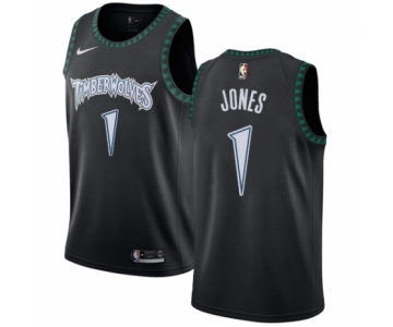 Men's Nike Minnesota Timberwolves #1 Tyus Jones Authentic Black Hardwood Classics Jersey