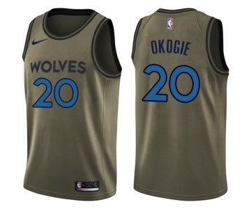 Men's Nike Minnesota Timberwolves #20 Josh Okogie Swingman Green Salute to Service NBA Jersey