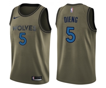 Men's Nike Minnesota Timberwolves #5 Gorgui Dieng Swingman Green Salute to Service NBA Jersey