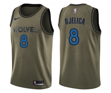 Men's Nike Minnesota Timberwolves #8 Nemanja Bjelica Swingman Green Salute to Service NBA Jersey