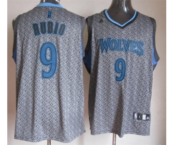nba minnesota timberwolves #9 rubio grey[static fashion swingman]