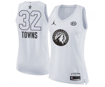 Women's Nike Jordan Minnesota Timberwolves #32 Karl-Anthony Towns Swingman White 2018 All-Star Game NBA Jersey