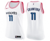 Women's Nike Minnesota Timberwolves #11 Jamal Crawford Swingman White Pink Fashion NBA Jersey