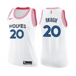 Women's Nike Minnesota Timberwolves #20 Josh Okogie Swingman White Pink Fashion NBA Jersey