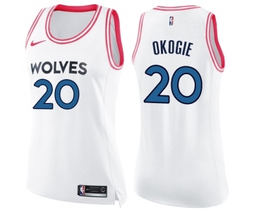 Women's Nike Minnesota Timberwolves #20 Josh Okogie Swingman White Pink Fashion NBA Jersey