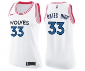 Women's Nike Minnesota Timberwolves #33 Keita Bates-Diop Swingman White Pink Fashion NBA Jersey