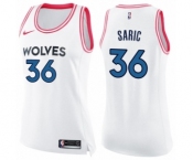 Women's Nike Minnesota Timberwolves #36 Dario Saric Swingman White Pink Fashion NBA Jersey